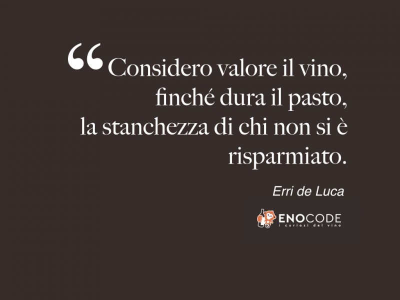 Considero valore il vino . Erri de Luca